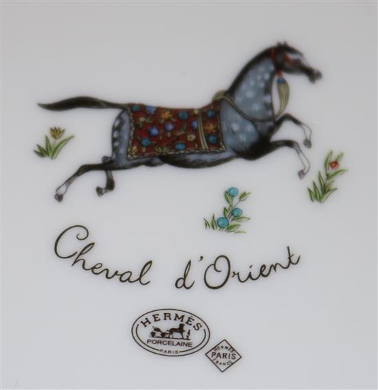 A pair of Hermes Cheval dOrient pattern bell shaped vases, height 13.5cm, together with original boxes